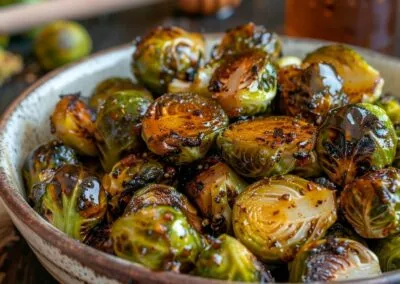 Spicy Honey Glazed Brussels Sprouts