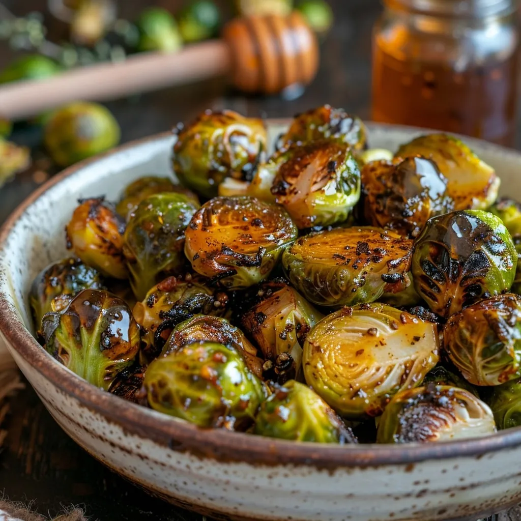 Spicy Honey Glazed Brussels Sprouts