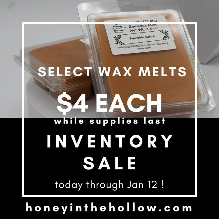 ????????Now through Jan 12, we’re offering some of our amazing wax melts for $4 each