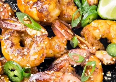 Sweet & Spicy Honey Glazed Shrimp