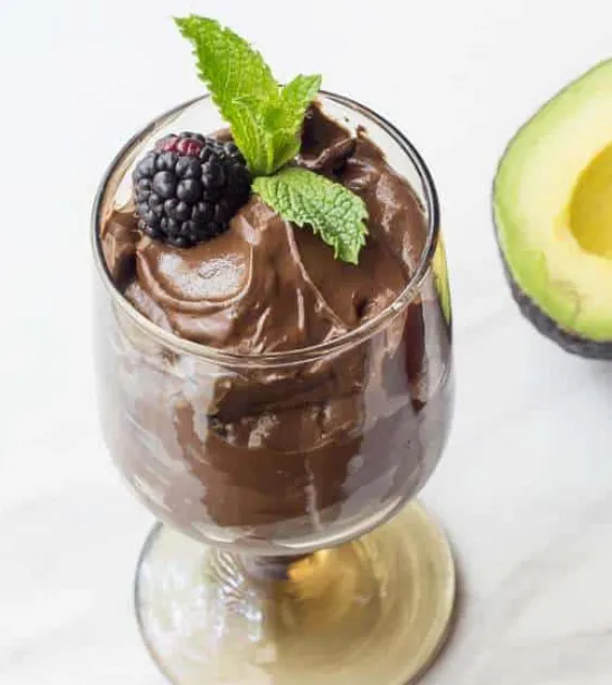 chocolate avocado mousse in glass